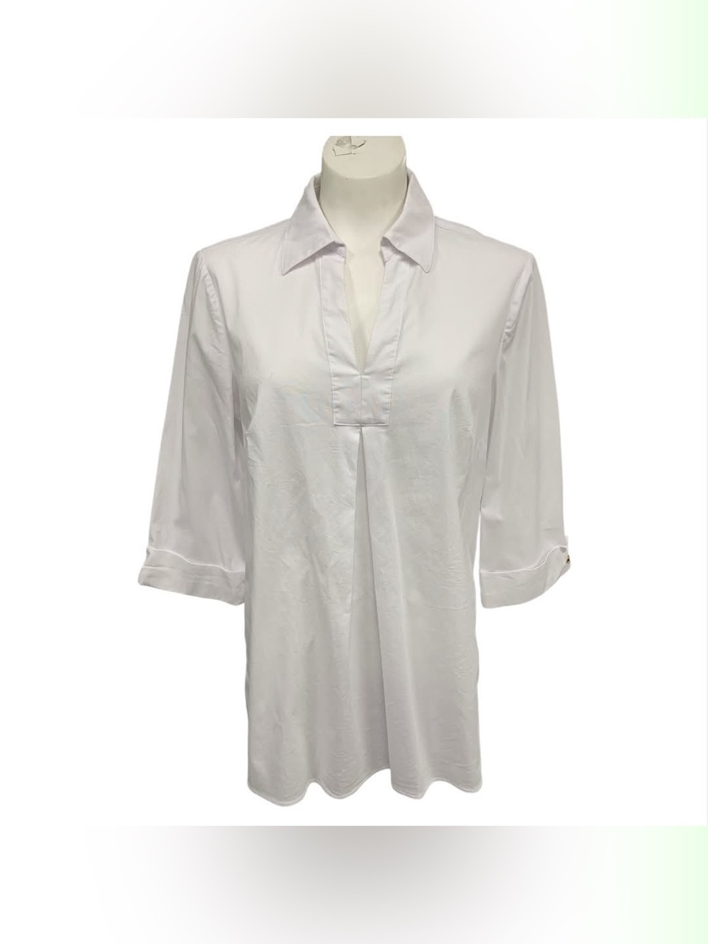 Anne Klein White Popover Collared Tunic Size S